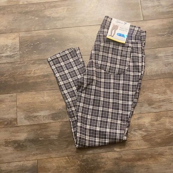 Seven 7 Plaid Grey Pull-on Leggings - Picture 1 of 3